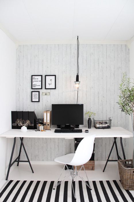 Black And White Simple Home Office Space