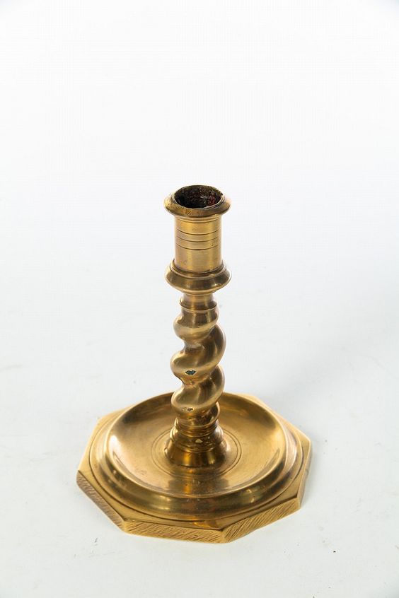 antique brass candlestick with barley twist stem and octagonal base from late 17th century 50+ Most Beautiful Candlesticks You Can Buy Right Now