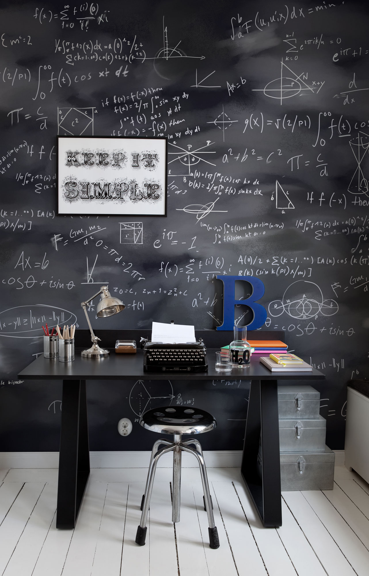 blackboard workspace wall 32 Chalkboard Decor Ideas