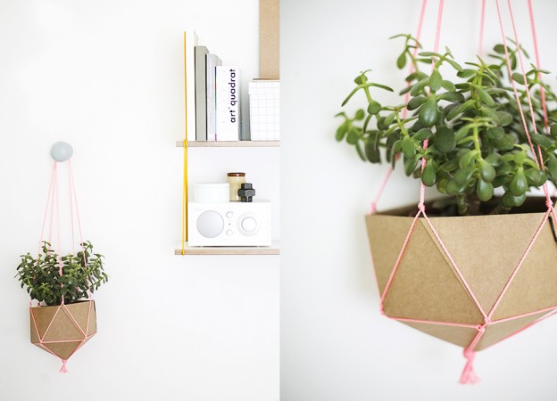 diy planter can be crafted out of cardboard and colorful string 25 Indoor Garden Ideas