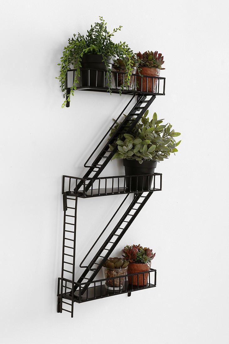 fire escape wall shelf 25 Indoor Garden Ideas