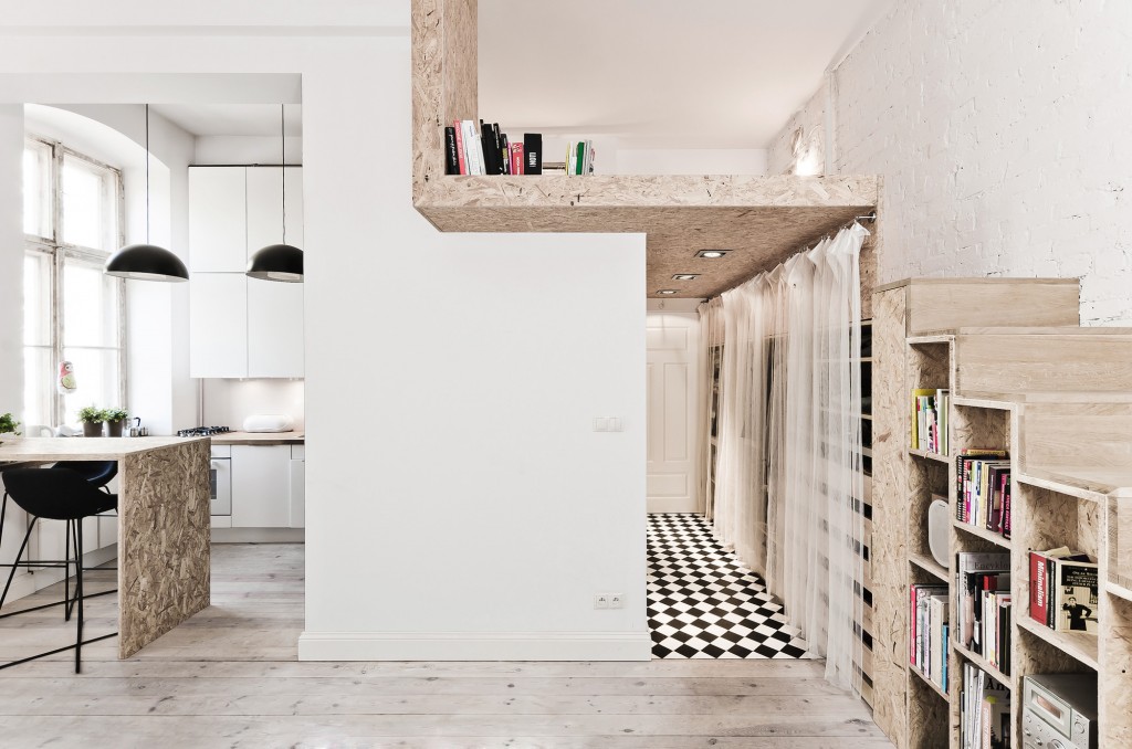 OSB Was Used To Build a Mezzanine in This Tiny 29m² Apartment