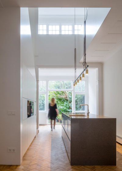 Herringbone Parquet was used in this Dutch Townhouse Renovation by Antonia Reif