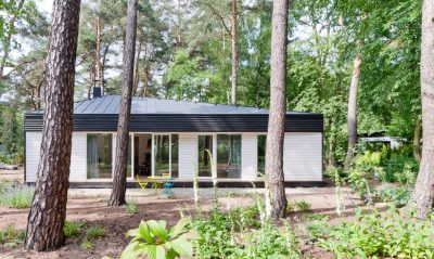 Contemporary black cabin in the German woods
