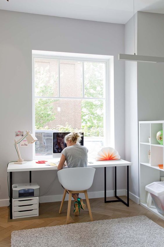 lots of natural daylight in this crisp home office How To Create A More Productive Home Office Environment