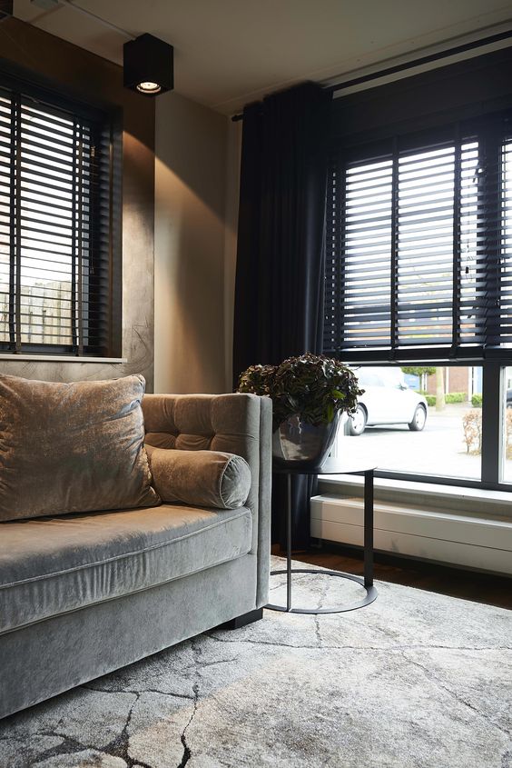 black window shutters Contemporary Window Covering Ideas to Make Your Home More Cozy