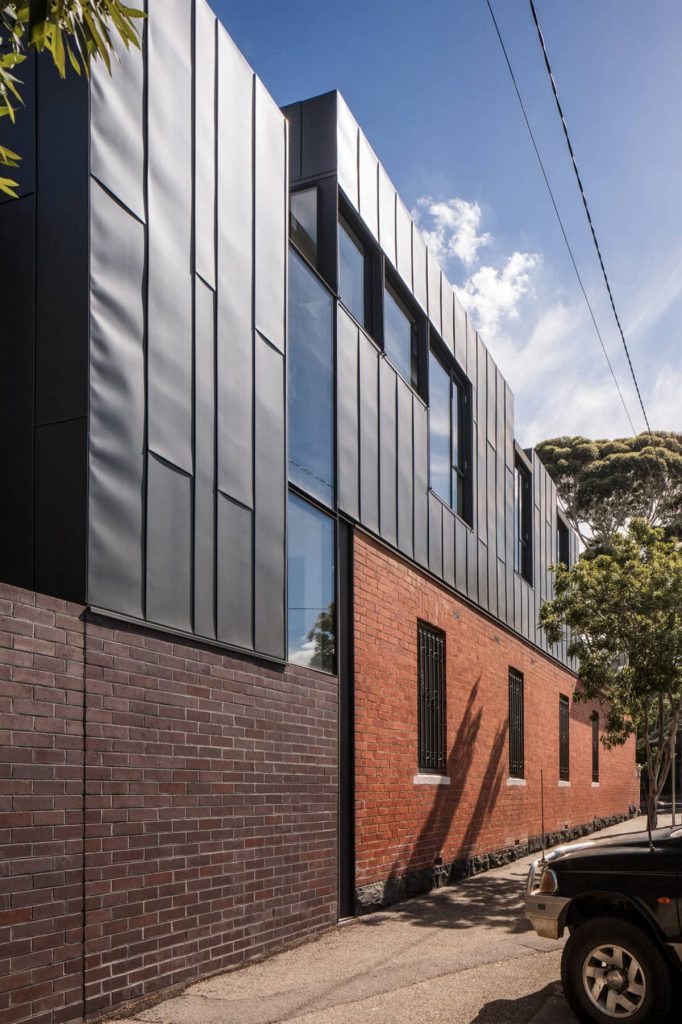 brick plinth and addition 682x1024 A Zinc Clad Addition by Robert Simeoni Architects