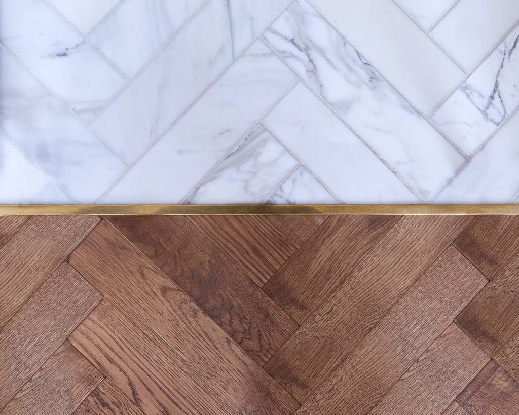 Oak and marble parquet