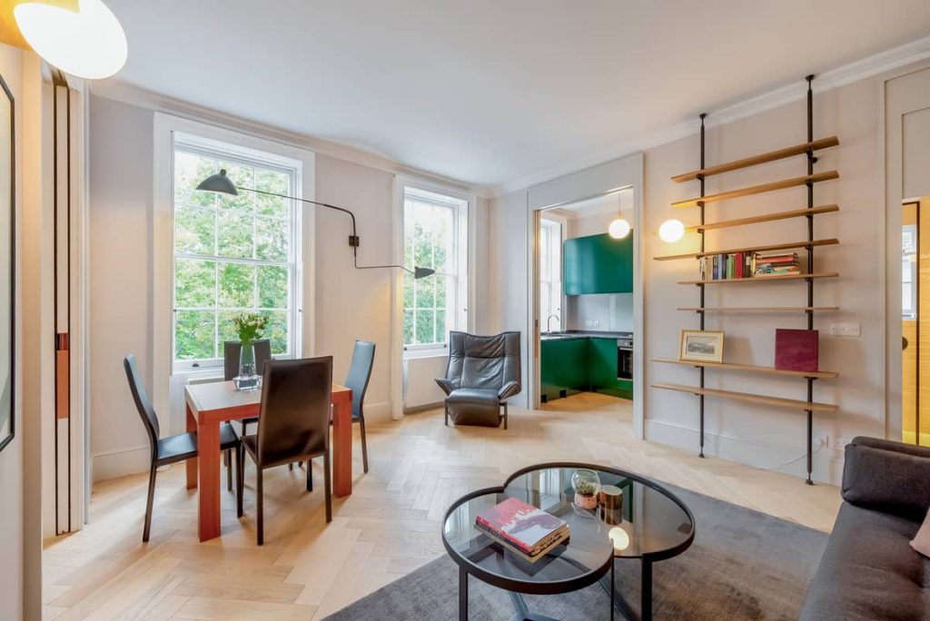 living room and kitchen 1024x684 An 18th Century Apartment Renovation by Patalab Architecture