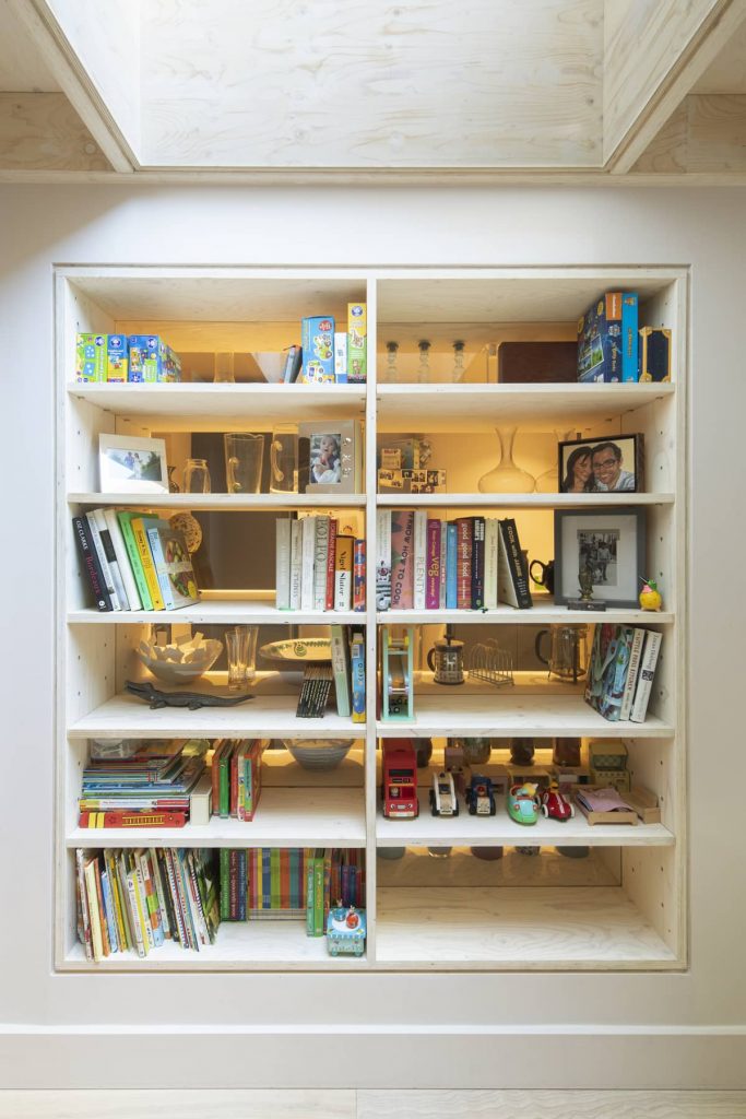 shelving 683x1024 Extension of a Victorian House in London by Sam Tisdall Architects