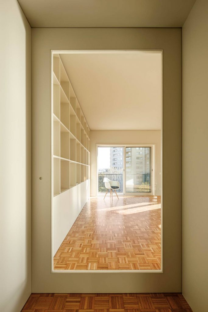 view to the living room 683x1024 Subtle Apartment Renovation by Costa Lima Arquitectos