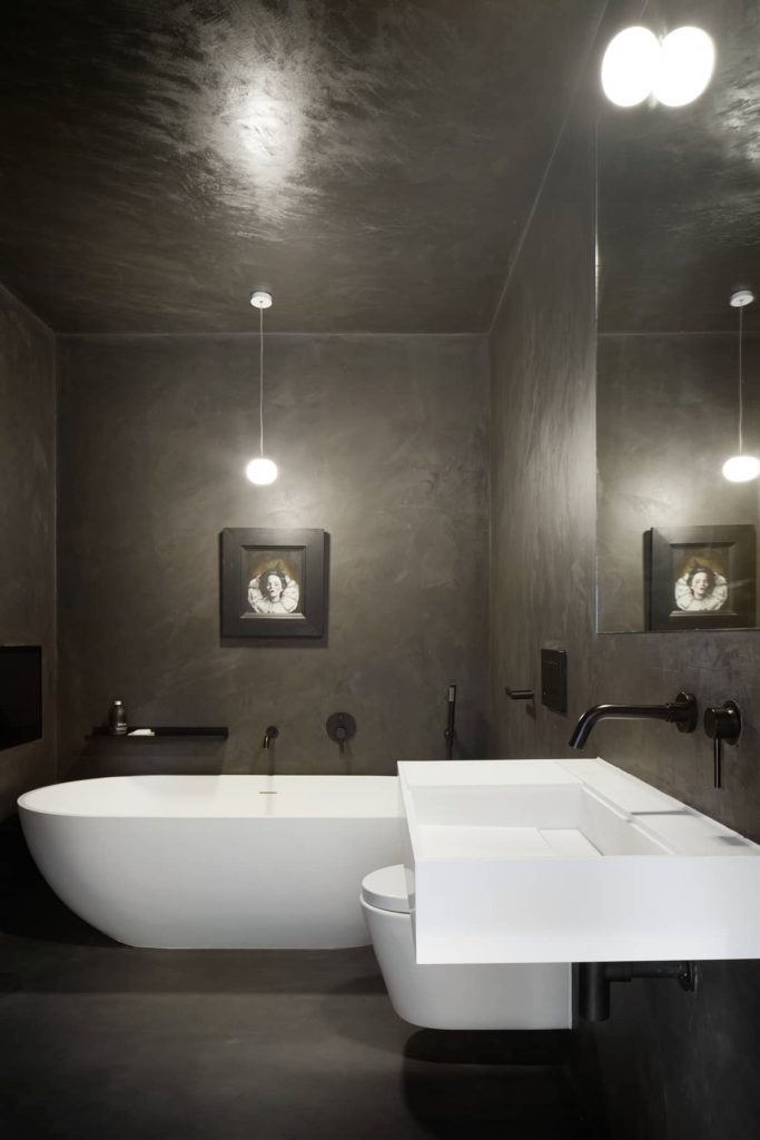 black bathroom 683x1024 ER Residence by McGinlay Bell Architects