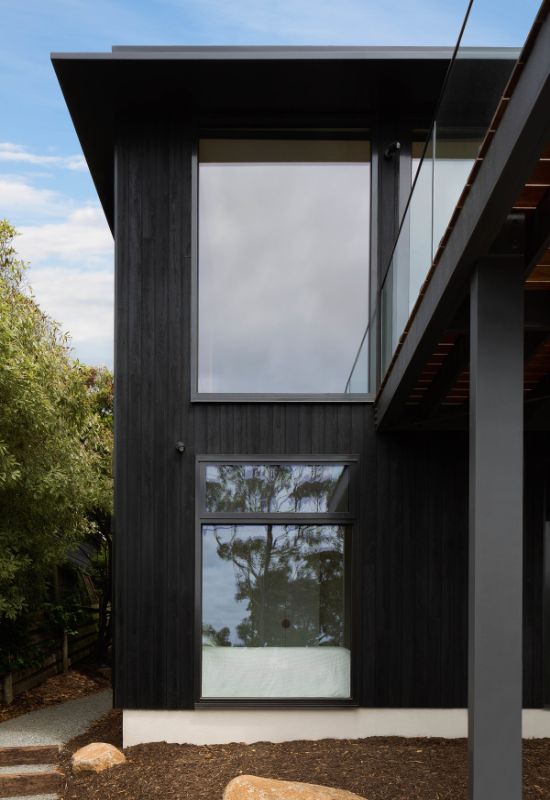 charred timber cladding The Beach House by Corke Design Studio