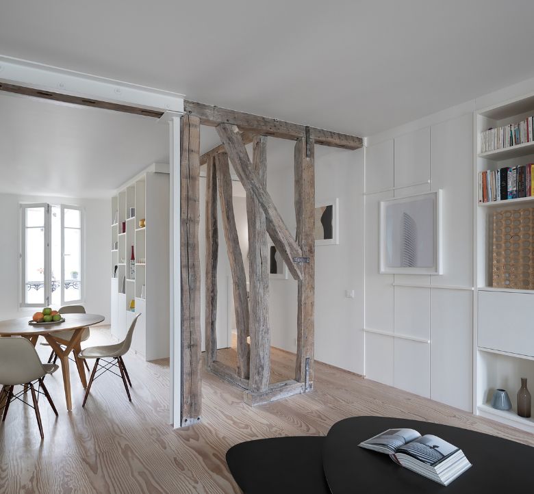 dining area Name Architecture Refurbished Two Parisian Apartments to Create a Unique Family Dwelling