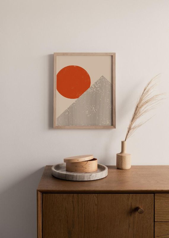 japandi bauhaus sun and mountain block wall art 4 Calming Wall Art Ideas to Make Your Home Feel More Relaxing
