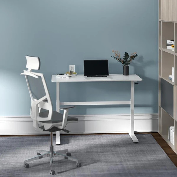 white sit stand desk 4 Tips For Choosing A Home Office Table