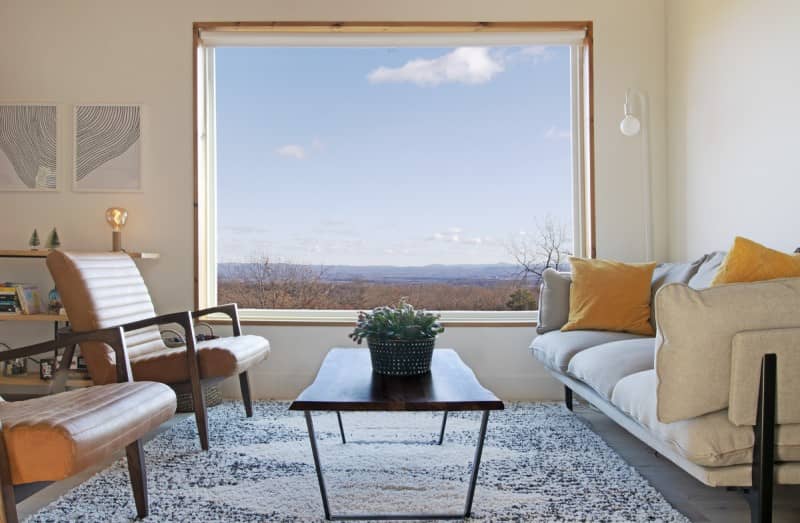 living room view A Modern Watchtower by Kimberly Peck Architect