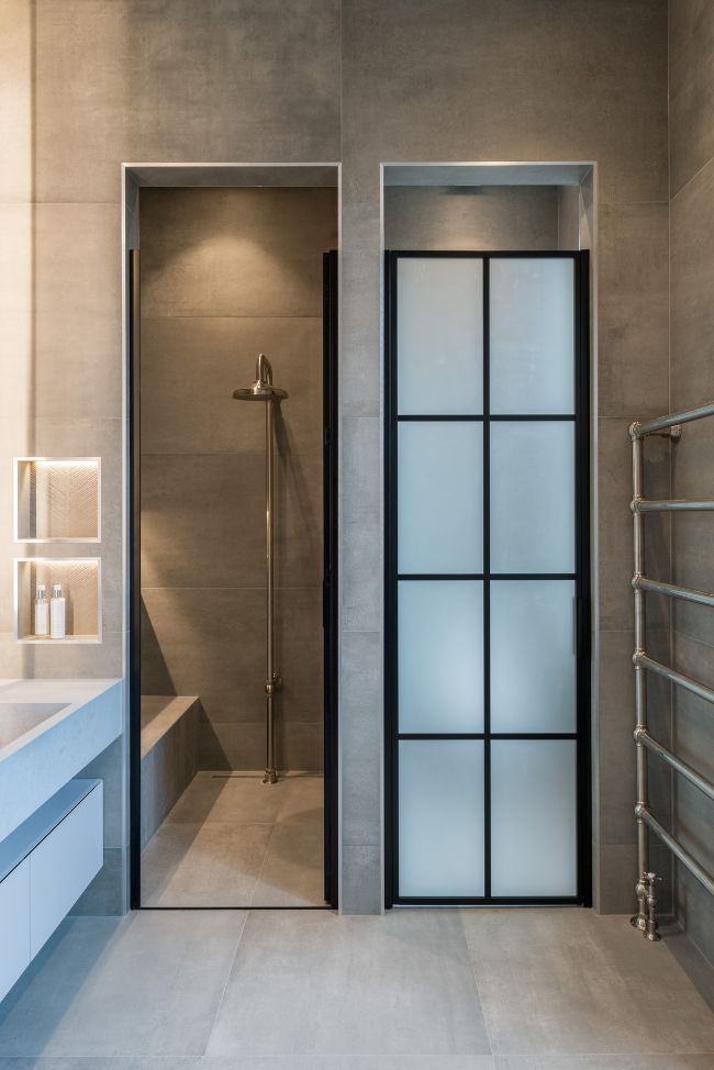en suite shower room De Vere Gardens by Alpex Architecture
