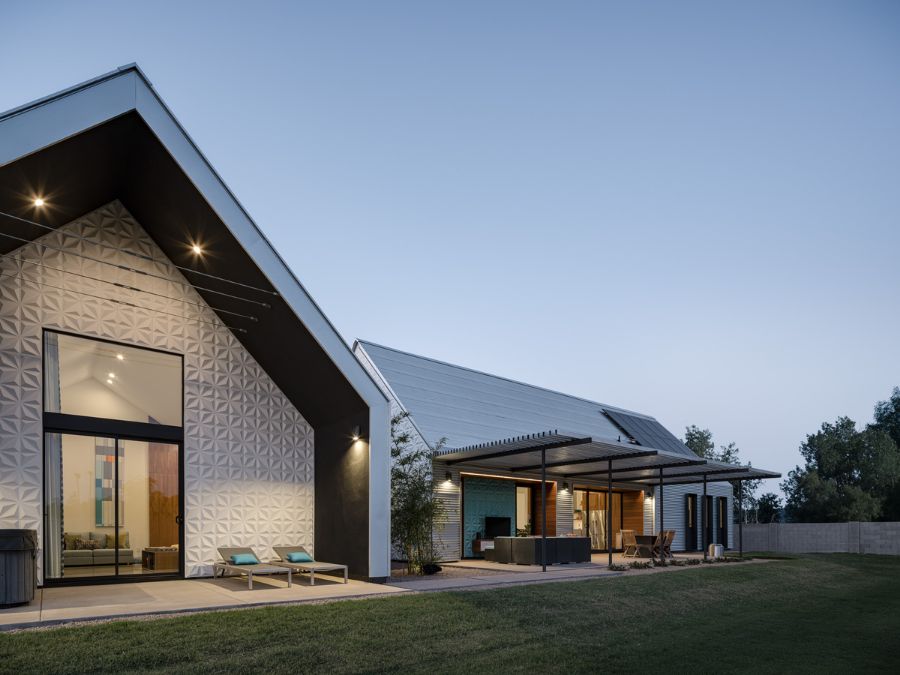 back elevation of the home A Modern Interpretation of Classic Barn Like Forms by Koss Design+Build