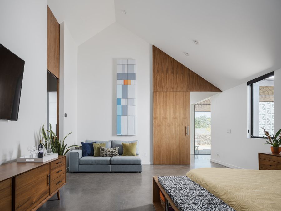 primary bedroom A Modern Interpretation of Classic Barn Like Forms by Koss Design+Build
