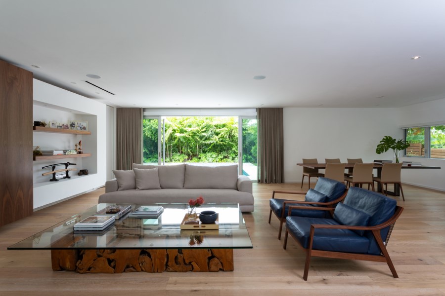 living space A Mid Century Modern House by Upstairs Studio Architecture
