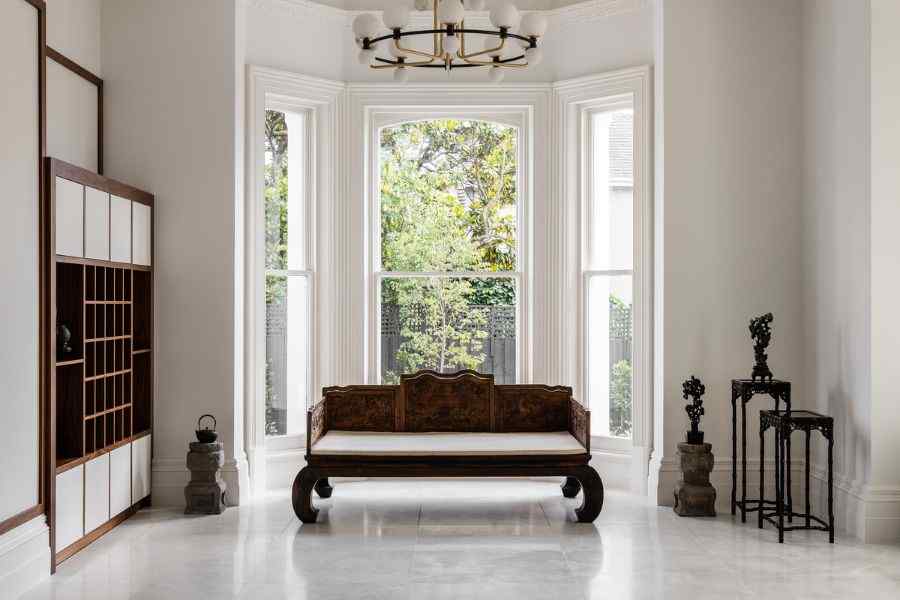 sitting room with bay window 19th Century Victorian Italianate Home Restoration by Embrace Architects