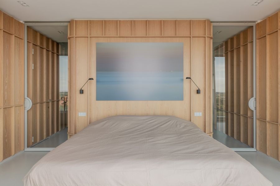 bedroom 1 Bureau Fraai Added Free Standing Oak Volumes to This Luxurious Penthouse