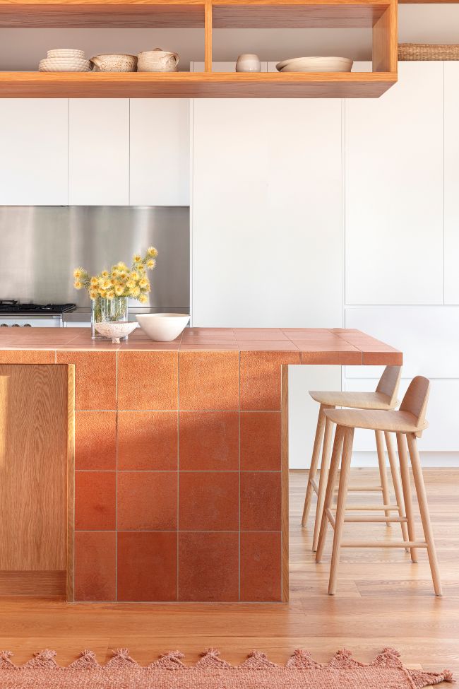 terracota kitchen island A Walkway Between Post war Structure and Contemporary Extension by Wrightson Stewart