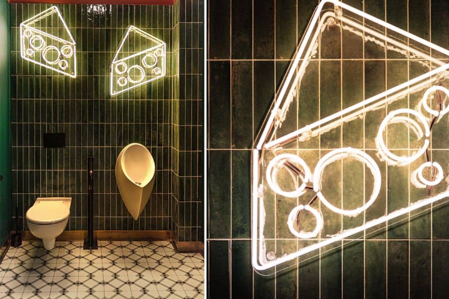 cheese neon lights A Cheese Inspired Restaurant in Poznań by 370studio