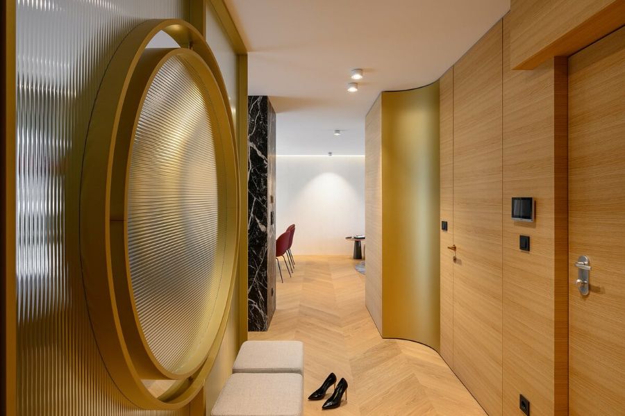 hallway Luxurious Apartment in Ljubljana by Gao Architects