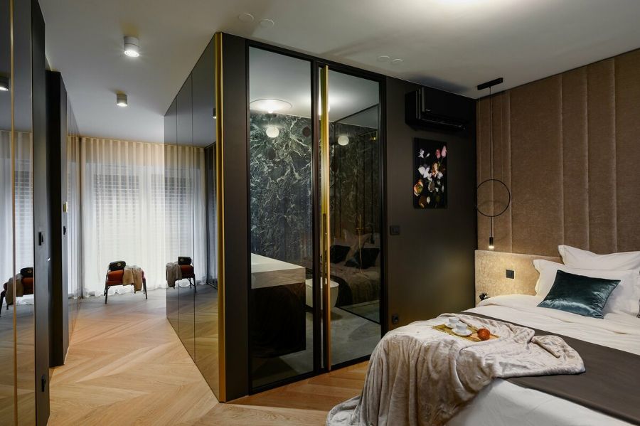 master bedroom Luxurious Apartment in Ljubljana by Gao Architects