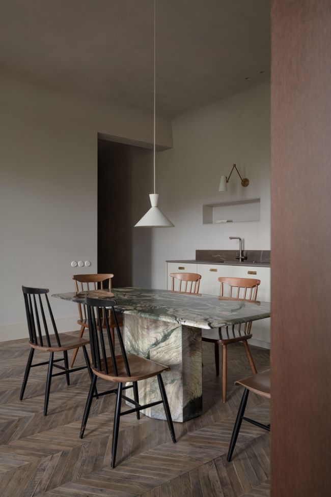 dining table A Renovation of a Historical Apartment in Kyiv by Rina Lovko and Daryna Shpuryk