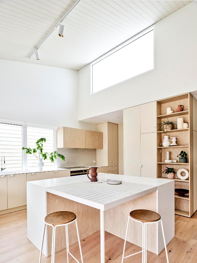 kitchen clerestory window and island Refurbishment of a Double Fronted Weatherboard Residence by Dan Gayfer Design