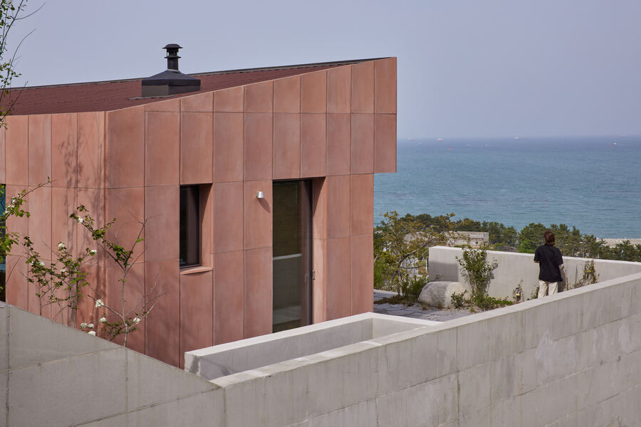 pink and grey concrete Seosaeng House: Marrying Architectural Imagination with Korean Tradition