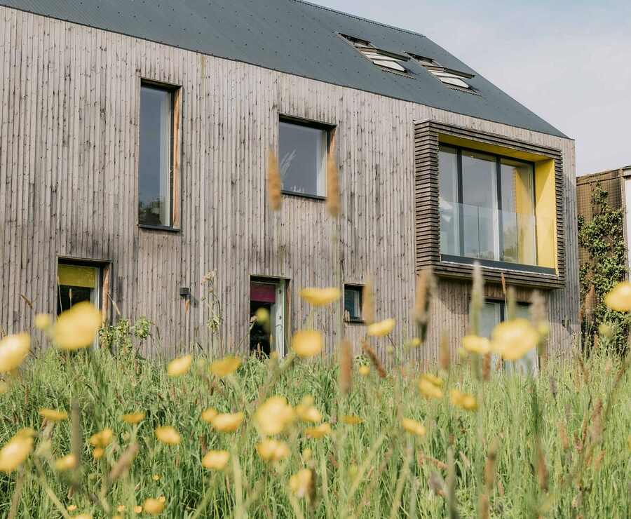 thermowood facade An Eco Home in Wiltshires Baydons Lane Self Build Community