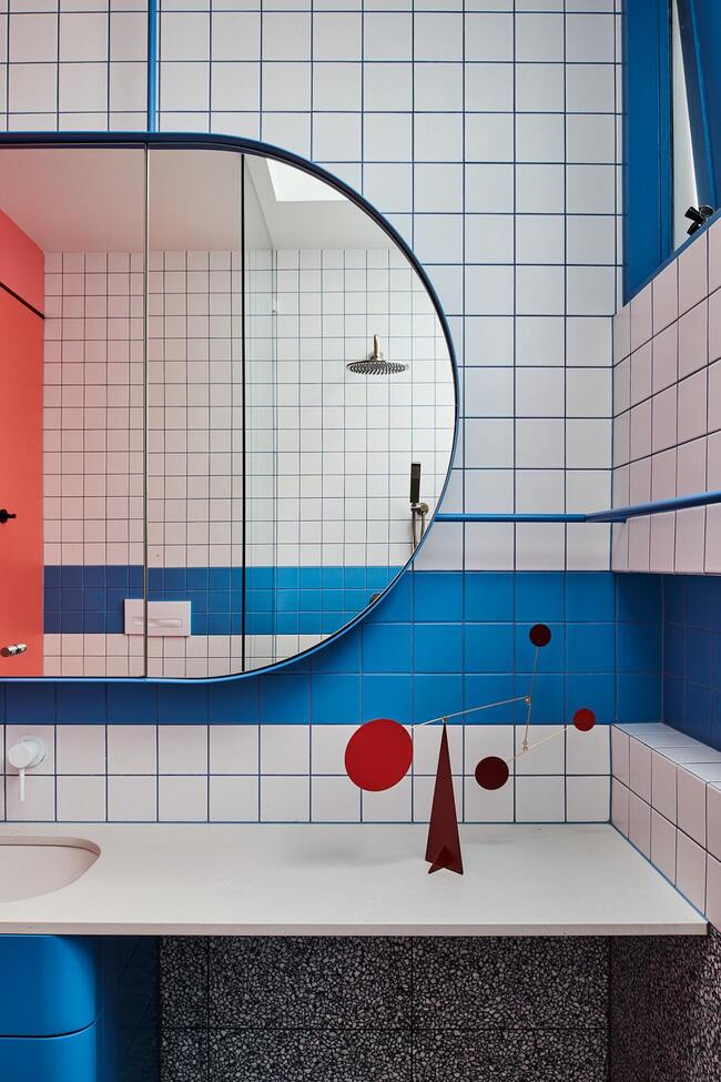 colorful bathroom Urban Densification: A Home of Flexibility and Charm by FIGR Architecture