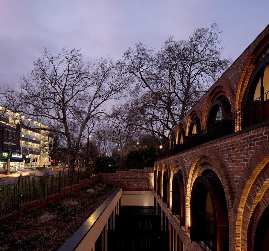 view across sunken gardens dusk The Arches: A Fusion of Heritage, Context, and Sustainability