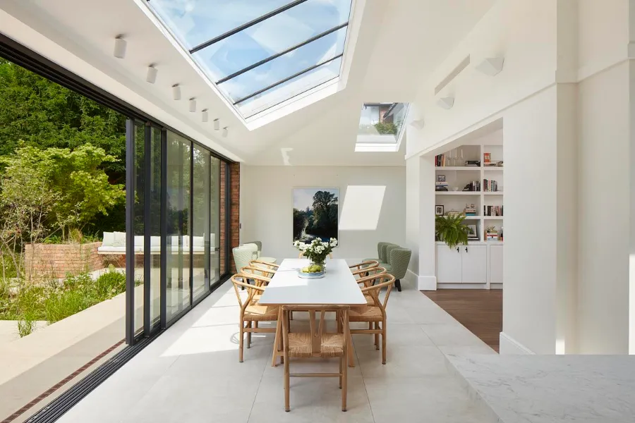 Dining table and skylights